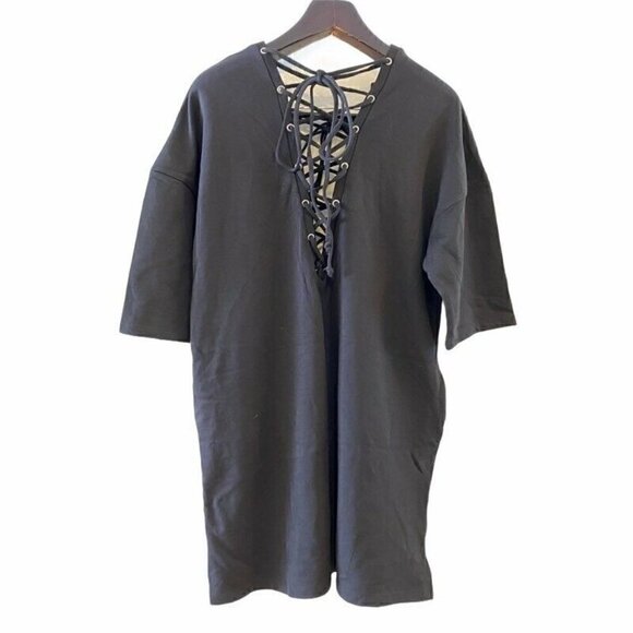 NEW ASOS Shift Dress Black V Neck Short Sleeve 10 - Picture 5 of 9